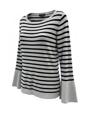 Lane Bryant Gray Black Striped Bell Sleeve Sweater 18/20